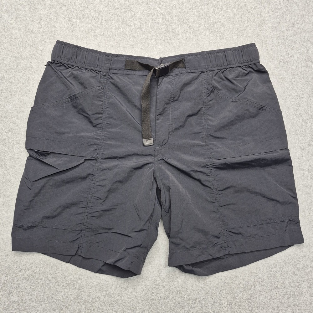 Eddie Bauer Shorts Mens L Charcoal Grey Cargo Hiking Nylon Elastic Waist